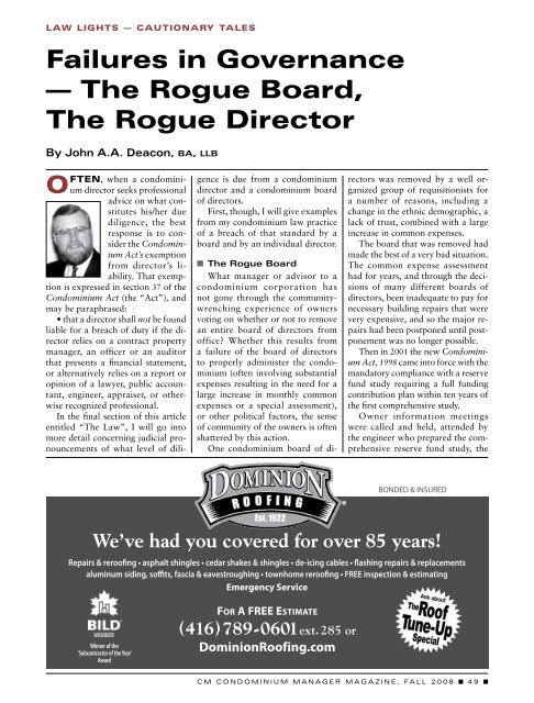 the Rogue Board, the Rogue Director - Association of Condominium ...