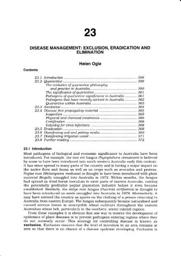 Disease management: exclusion, eradication and elimination