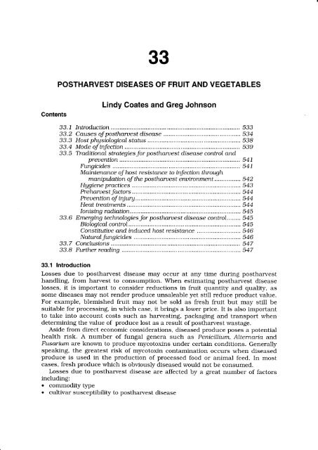 POSTHARVEST DISEASES OF FRUIT AND VEGETABLES Lindy ...