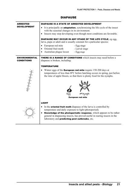 PLANT PROTECTION 1 â Pests, Diseases and Weeds