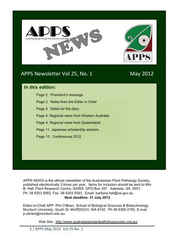 APPS Newsletter Vol 25, No. 1 May 2012 - Australasian Plant ...