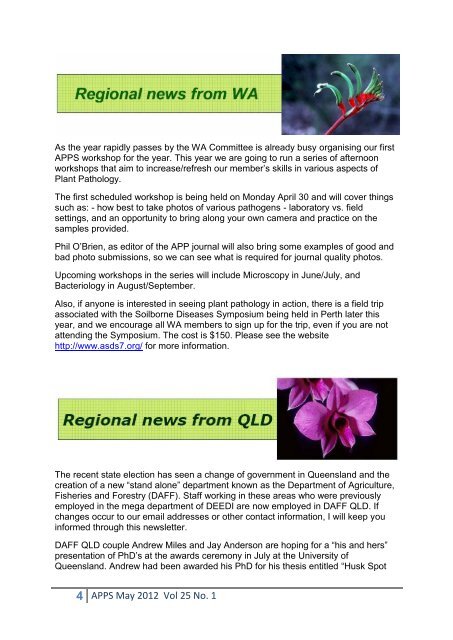 APPS Newsletter Vol 25, No. 1 May 2012 - Australasian Plant ...