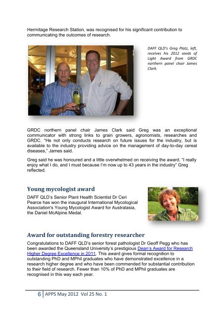 APPS Newsletter Vol 25, No. 1 May 2012 - Australasian Plant ...