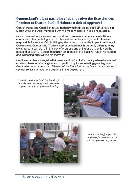 APPS Newsletter Vol 25, No. 1 May 2012 - Australasian Plant ...