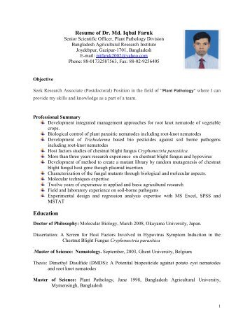 CURRICULUM VITAE - Australasian Plant Pathology Society