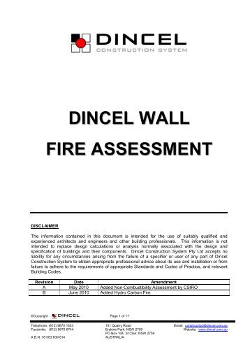 Dincel-Wall Fire Assessment - Dincel Construction System