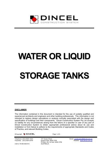 Water or Liquid Storage Tanks - Dincel Construction System