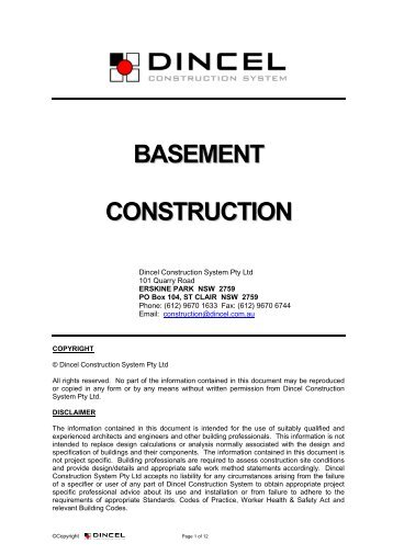 Basement Construction - Dincel Construction System