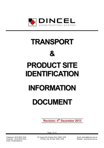 DCS Transport Information - Dincel Construction System