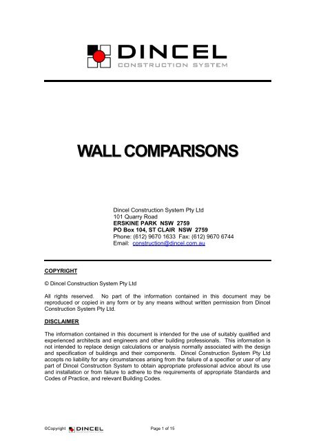 Wall Comparisons - Dincel Construction System