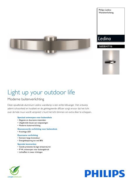 Productsheet Philips Ledino Outdoor Singbird wall lantern LED