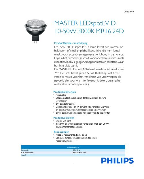 MASTER LEDspotLV D 10-50W 3000K MR16 24D