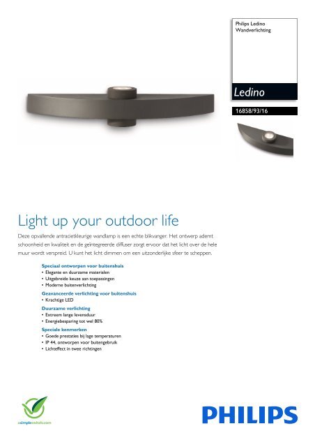 Productsheet Philips Ledino Outdoor Singbird wall lantern LED