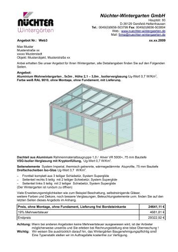 Wohn Wintergarten, detailliertes Angebot (.pdf) - Nüchter ...