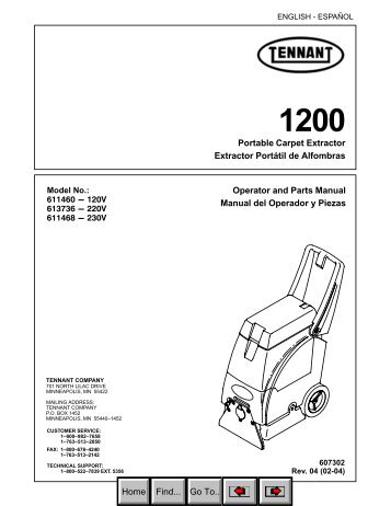 Tennant 1200 operator-parts manual - CH.HU