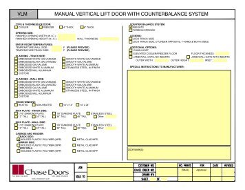 Vertical Lift Manual Door - Chase Doors