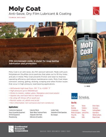 Anti-Seize, Dry Film Lubricant & Coating - Continental Research ...
