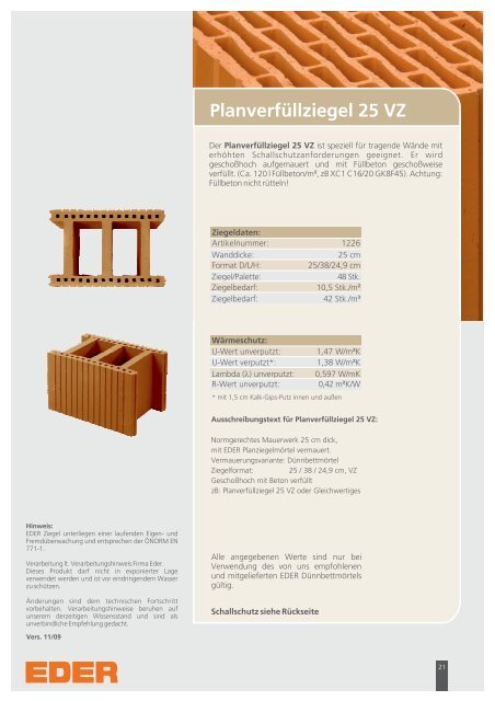 PlanverfÃ¼llziegel 25 VZ - Ziegelwerk Eder GmbH & Co KG