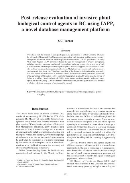 Post-release evaluation of invasive plant biological control agents in ...