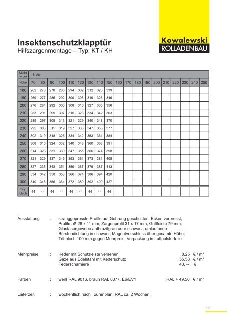 Unser Insektenschutzkatalog 2011 - Kowalewski ROLLADENBAU