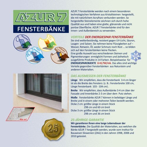 Ã¼ber Azur FensterbÃ¤nke aus Marmor fÃ¼r innen und auÃen - Arcont IP