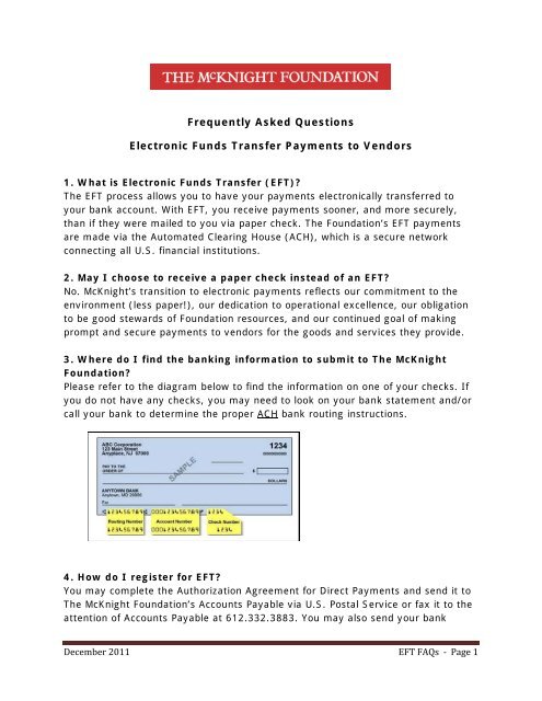 Frequently Asked Questions about Electronic Funds Transfer