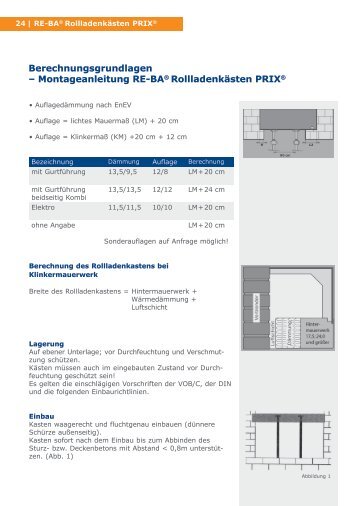 Berechnungsgrundlagen - Montageanleitungen PRIX - Re-Ba