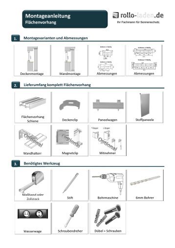 Montageanleitung Flächenvorhang herunterladen - rollo-laden