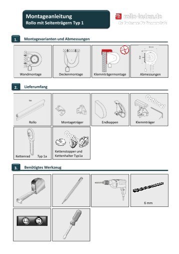 Montageanleitung Rollo mit Seitenträgern Typ 1 - rollo-laden