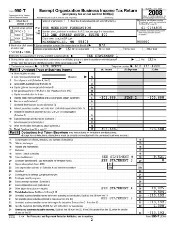 Exempt Organization Business Income Tax Return 990-T - McKnight ...