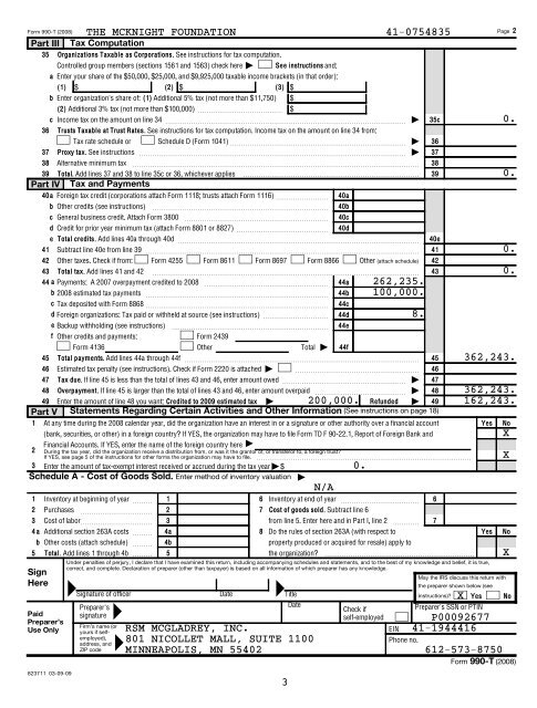 Exempt Organization Business Income Tax Return 990-T - McKnight ...