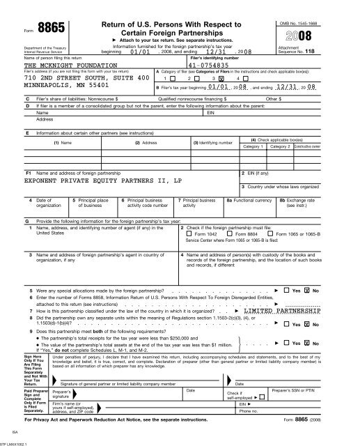 Exempt Organization Business Income Tax Return 990-T - McKnight ...
