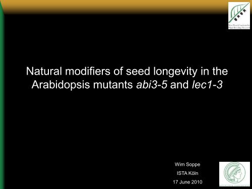 Natural modifiers of seed longevity in the Arabidopsis mutants abi3 ...