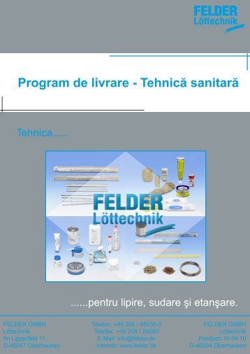 Program de livrare - TehnicÄ sanitarÄ - FELDER GMBH | LÃ¶ttechnik