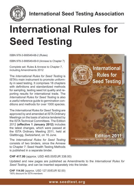 International Rules for Seed Testing 2012 - International Seed ...