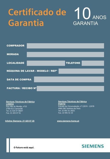 Certificado de Garantia - Siemens