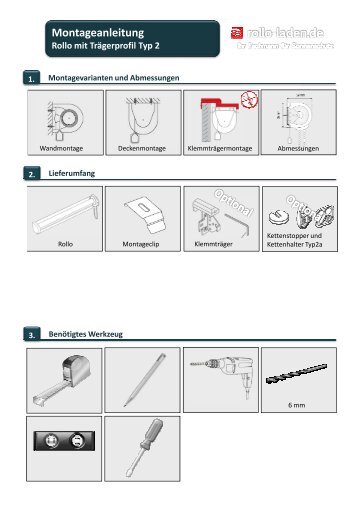 Montageanleitung Rollo mit Trägerprofil Typ 2 - rollo-laden