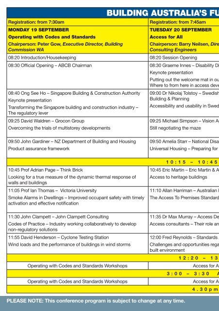 DELEGATE PROGRAM - Australian Building Codes Board