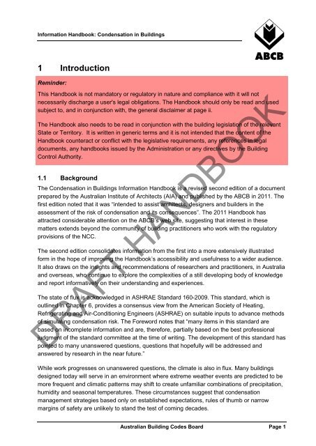 Condensation in Buildings - Australian Building Codes Board