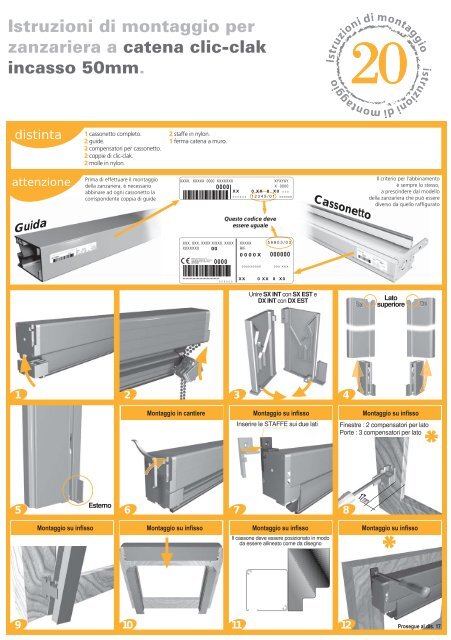 Istruzioni di montaggio per zanzariera a catena clic-clak ... - Bettio