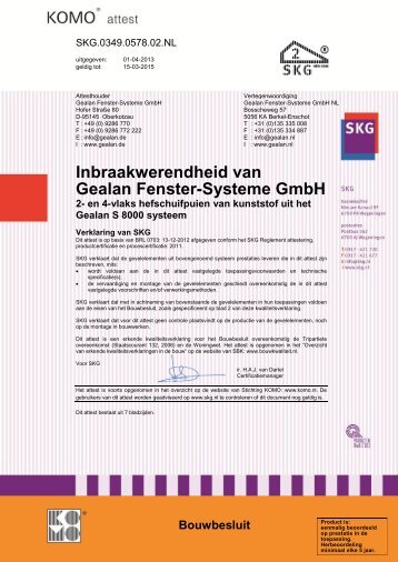 Inbraakwerendheid van Gealan Fenster-Systeme GmbH 2- en 4 ...