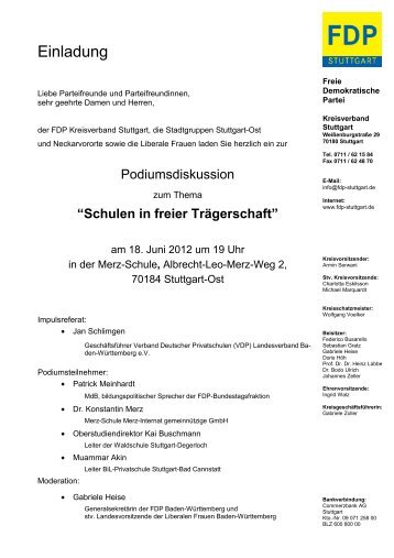 Schulen in freier Trägerschaft - FDP Stuttgart