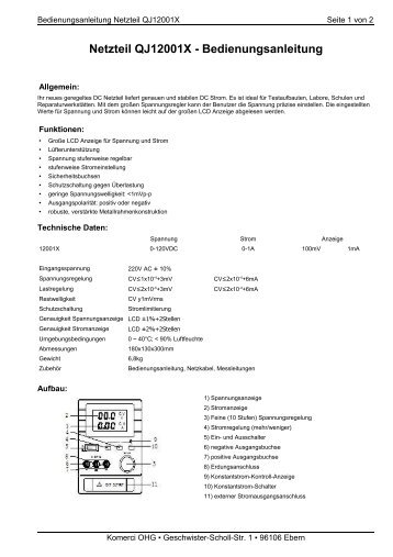 Bedienungs- anleitung - Komerci oHG