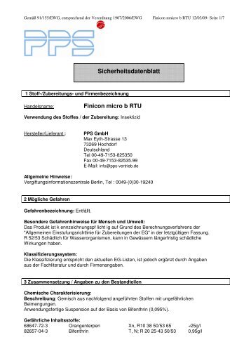 Finicon micro b RTU Sicherheitsdatenblatt - PPS GmbH