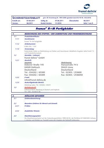 Sicherheitsdatenblatt