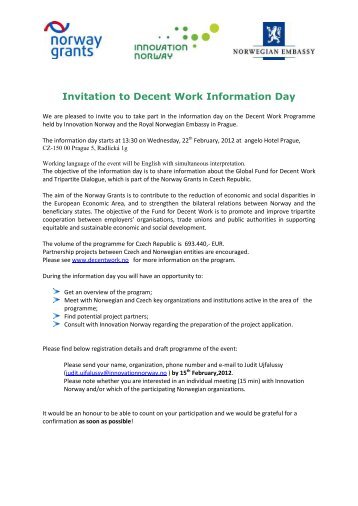 Invitation to Decent Work Information Day - Norway