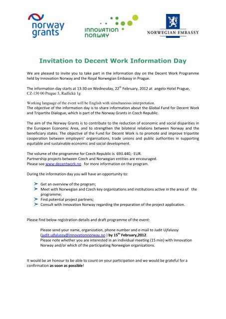 Invitation to Decent Work Information Day - Norway