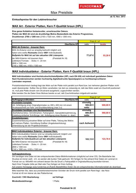 01 Fundermax Endverbraucherpreisliste 12 11 2... - Tschabrun