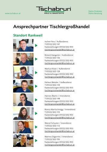 Ansprechpartner TischlergroÃhandel - Tschabrun