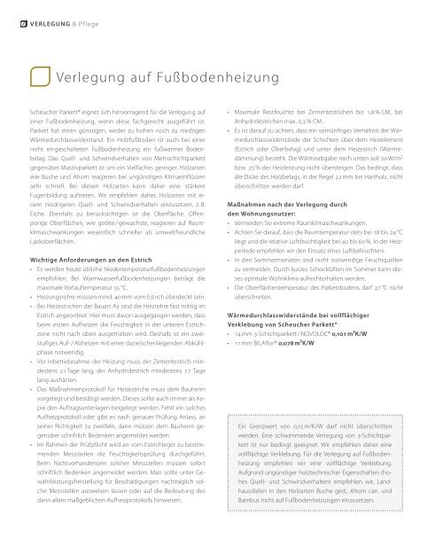 Verlegung auf Fußbodenheizung - Scheucher